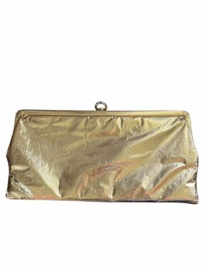 Vintage Gold Metallic Clutch Wristlet - Women Bags Snap